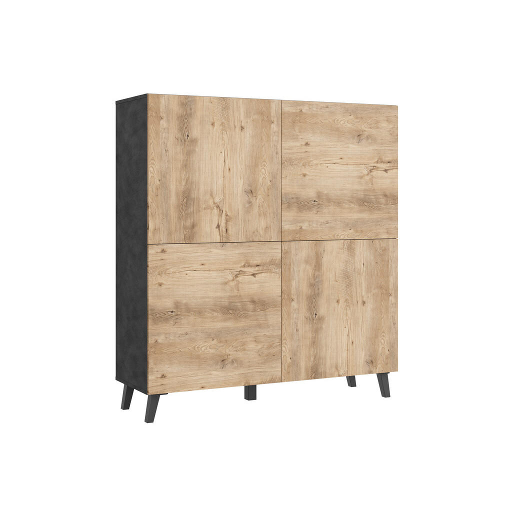 Livetastic VYSOKÁ KOMODA, antracitová, barvy dubu košíčkatého, 120/128/39 cm