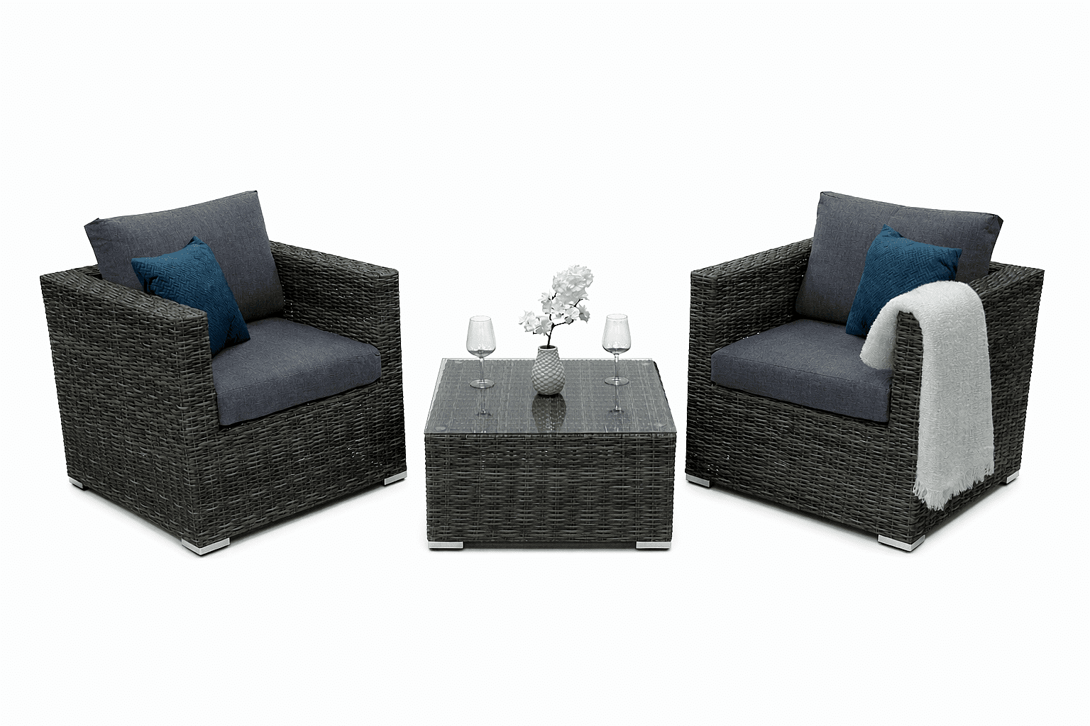 DEOKORK Ratanová variabilní sestava MALIBU pro 2 osoby (šedá)