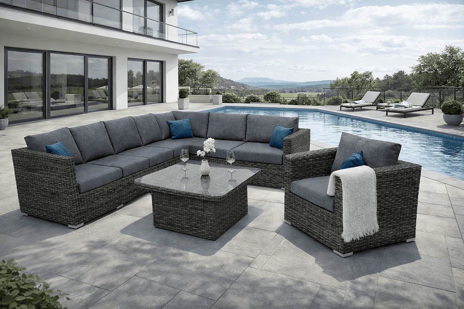 DEOKORK Ratanová variabilní sestava MALIBU  pro 6 osob (šedá)