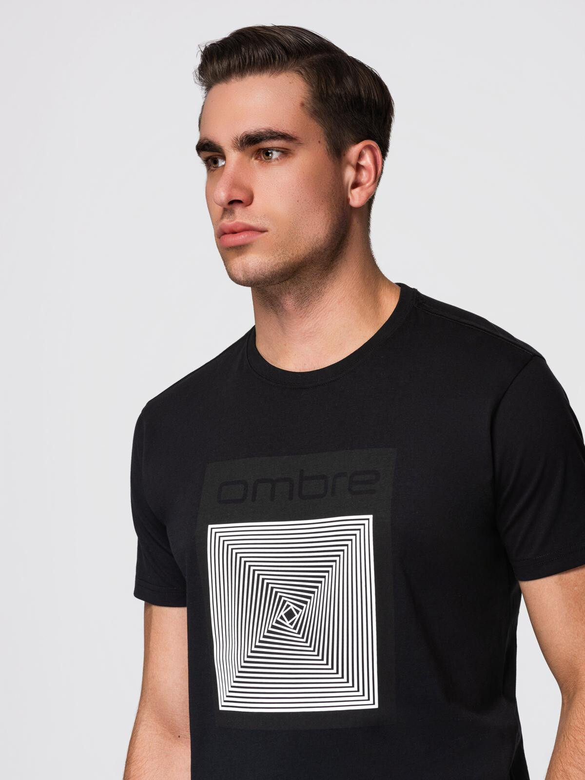 Ombre Men's geometric print cotton T-shirt - black