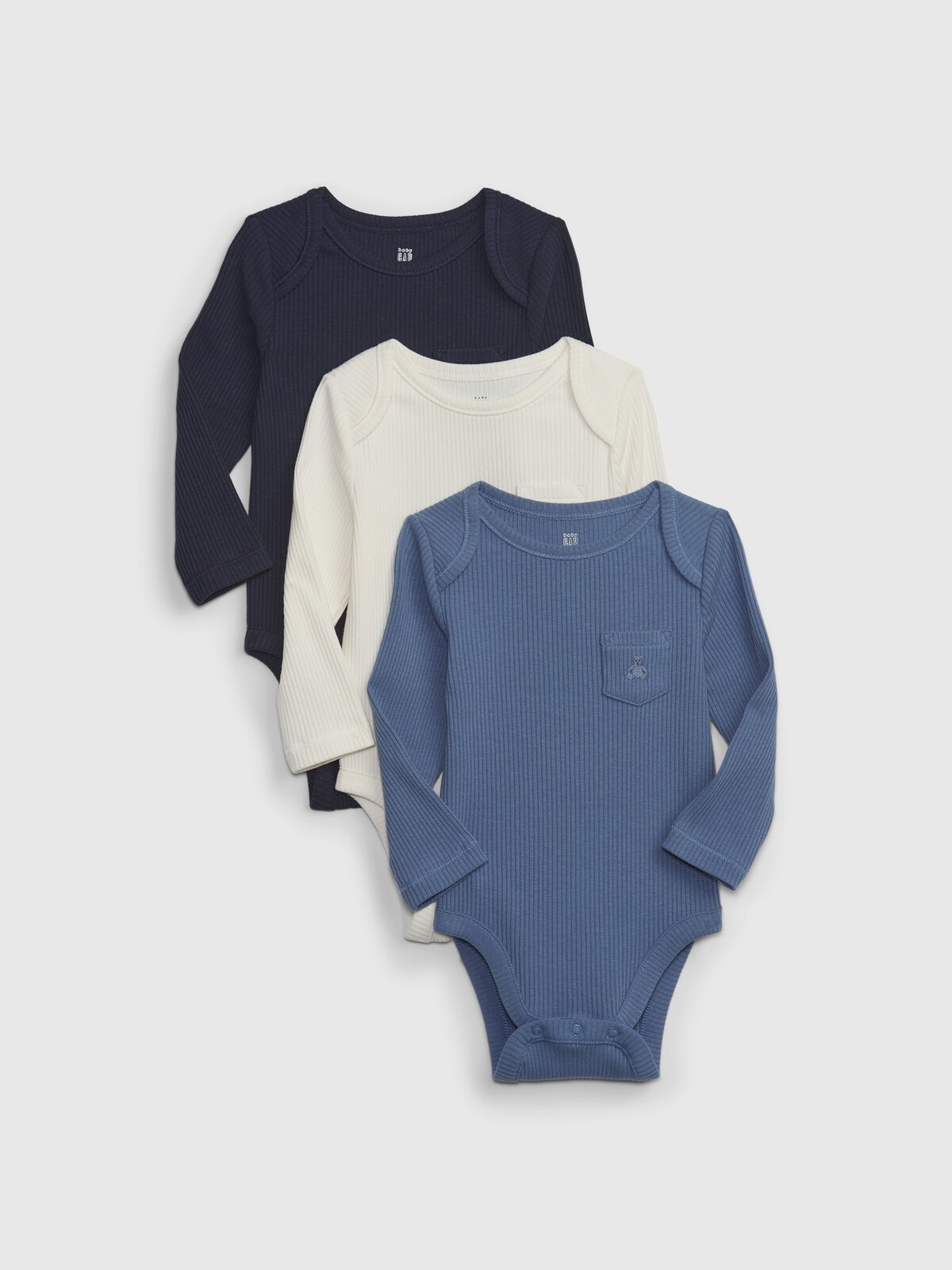 GAP Baby žebrované body, 3 ks - Kluci