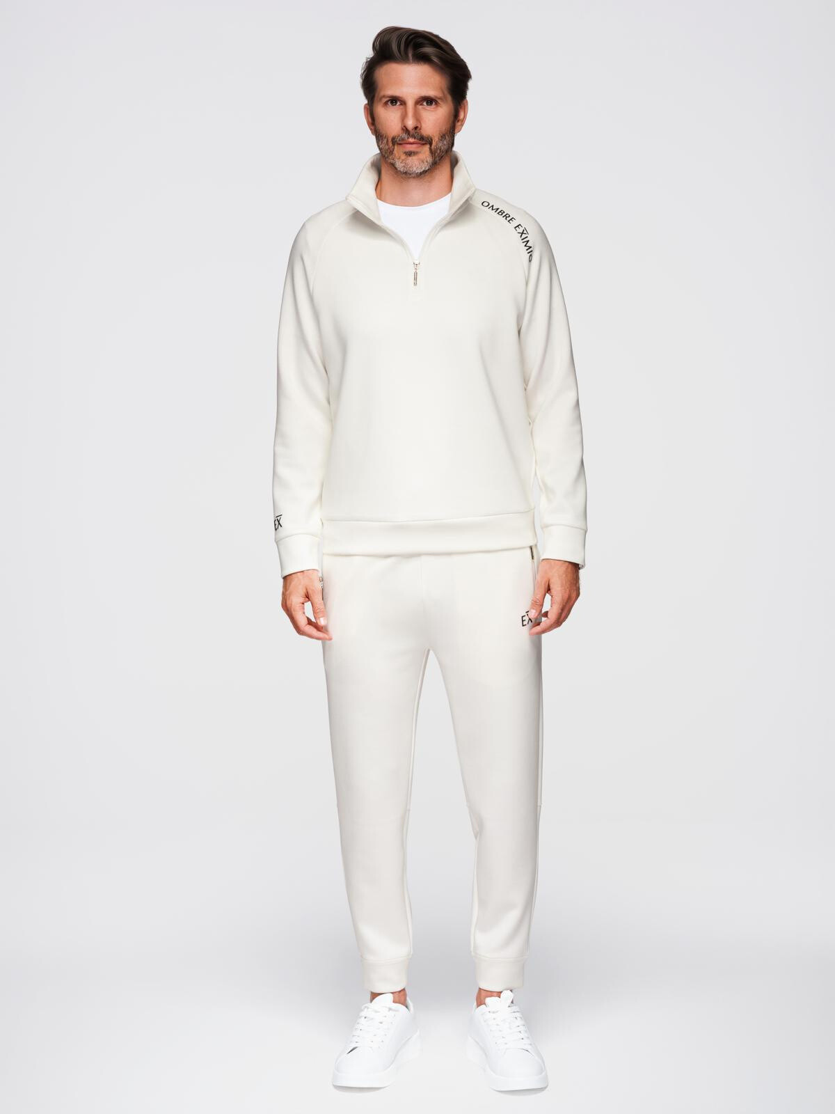 Ombre Men's tracksuit set sweatshirt with stand-up collar + jogger pants