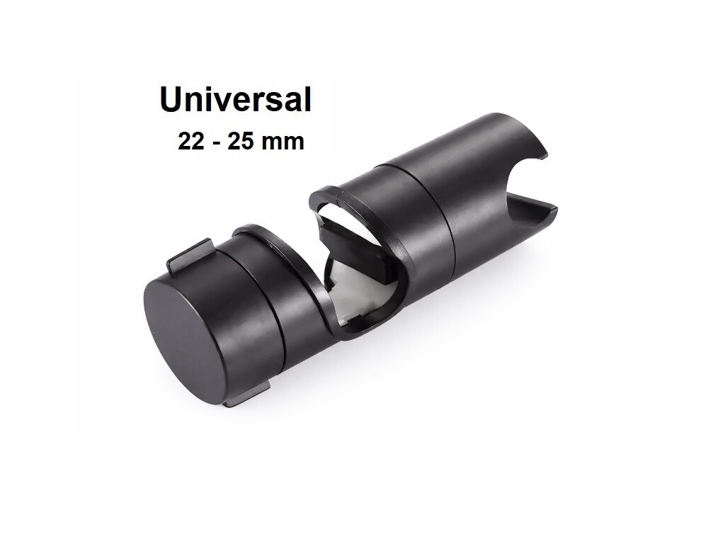 Eco produkty SMART SHOWER HOLDER BLACK náhradní posuvný držák ke sprchové tyči UNIVERSÁLNÍ - pro průměry tyčí 22 - 25  mm  Instalace možná  přímo na sprchovou tyč bez demontáže, černý