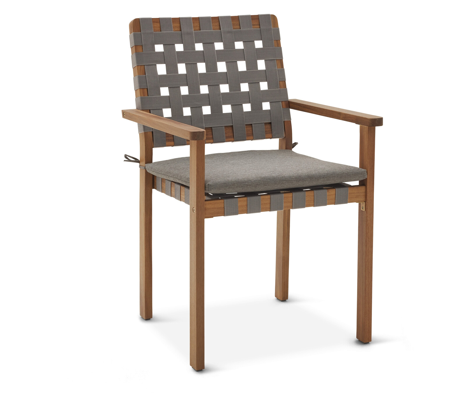 Tchibo - Stohovatelná zahradní židle s pásovým výpletem - barva: šedá