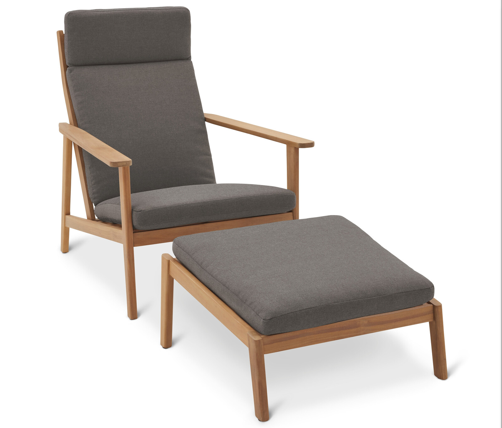 Tchibo - Pohodlné zahradní křeslo s vysokým opěradlem včetně podnožky - barva: béžová