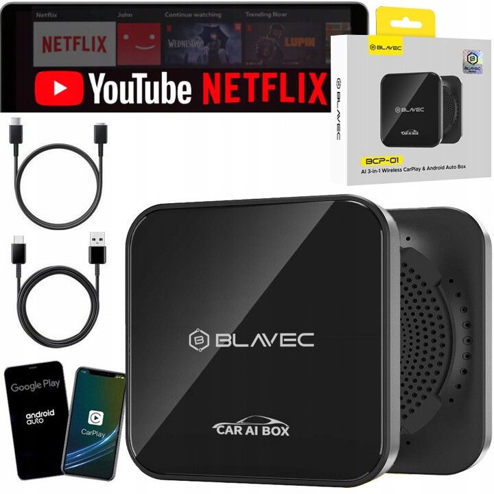 Bezdrátový adaptér do auta s Apple CarPlay a Android Auto Blavec