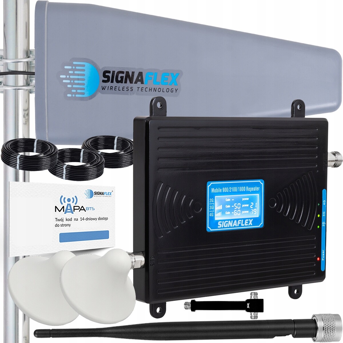 Set Zesilovač Signálu Telefonu Gsm Internetu Hspa 4G Lte Antény 15 m