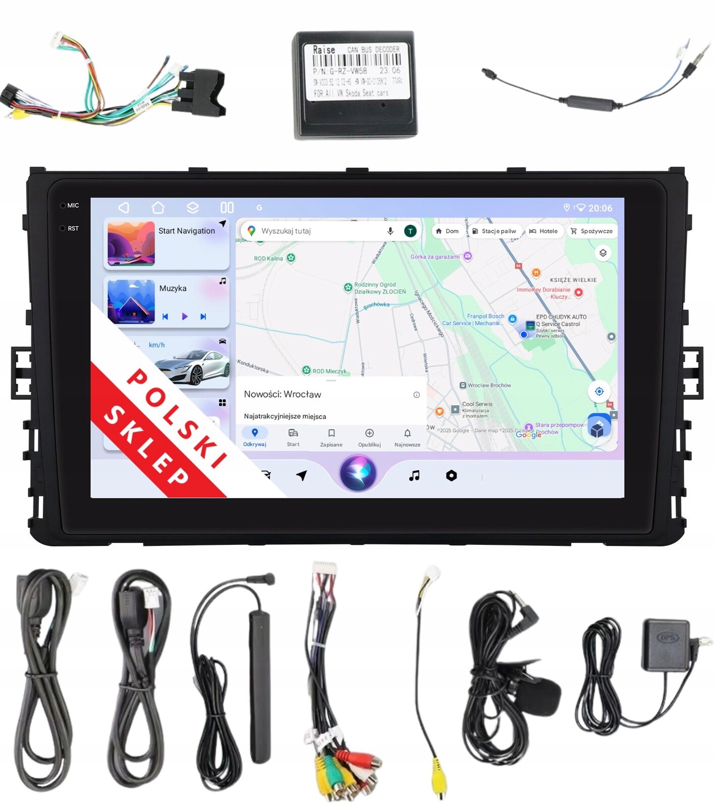 2DIN Navigace Pro Android 14 Volkswagen Polo VI T-cross 6/128 Gb Lte Dsp