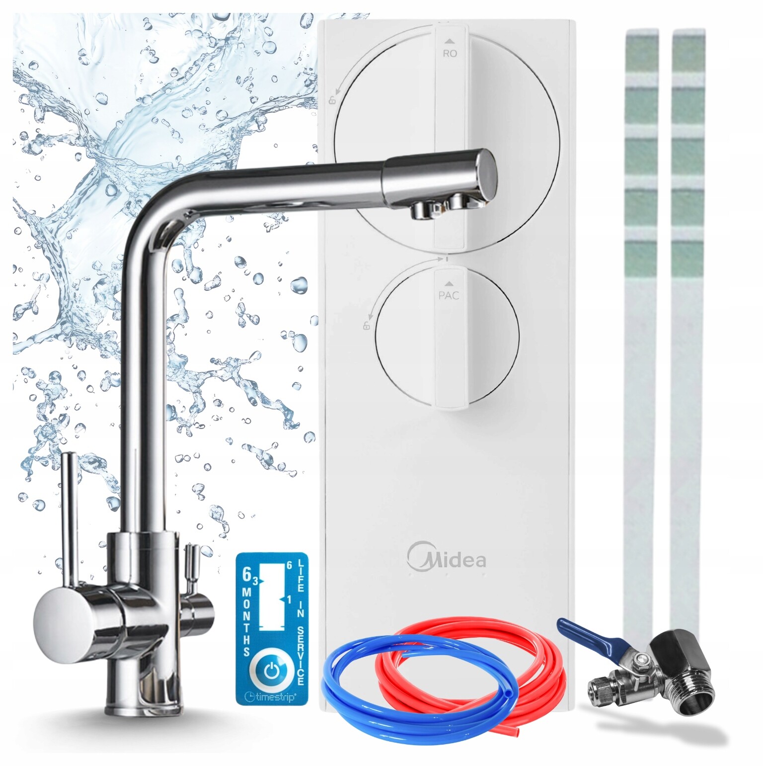 Filtr Pod Dřez Midea 400GPD RO5 Vestavěná Pumpa A Kuchyňská Baterie Stříbrná