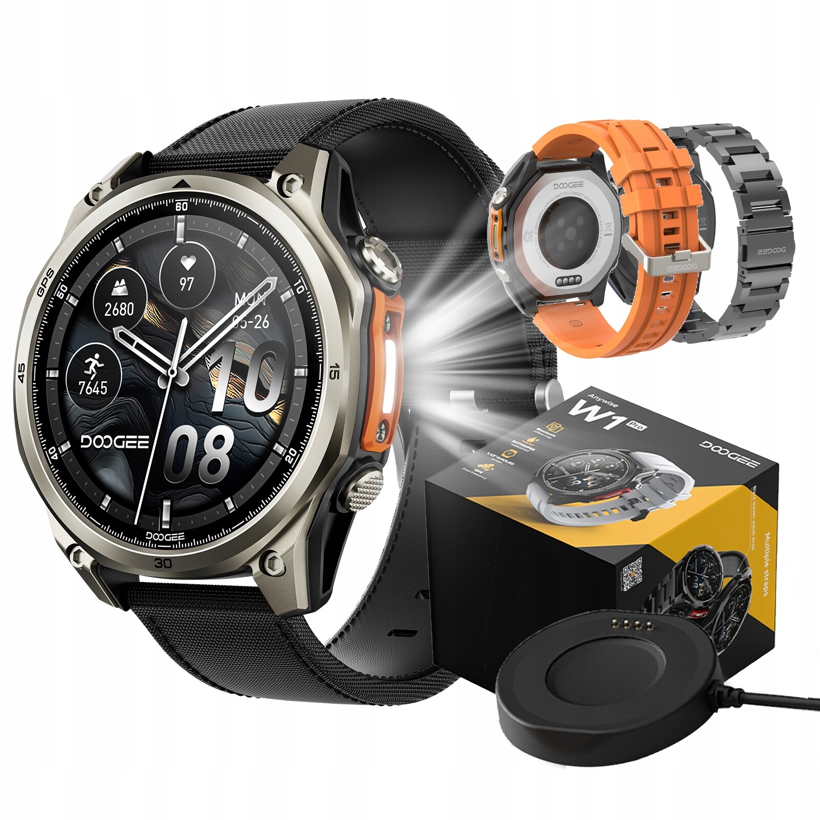 Chytré Hodinky Hodinky Doogee AnywiseW1Pro Gps IP69K Hd Amoled Mapy Offline Pl