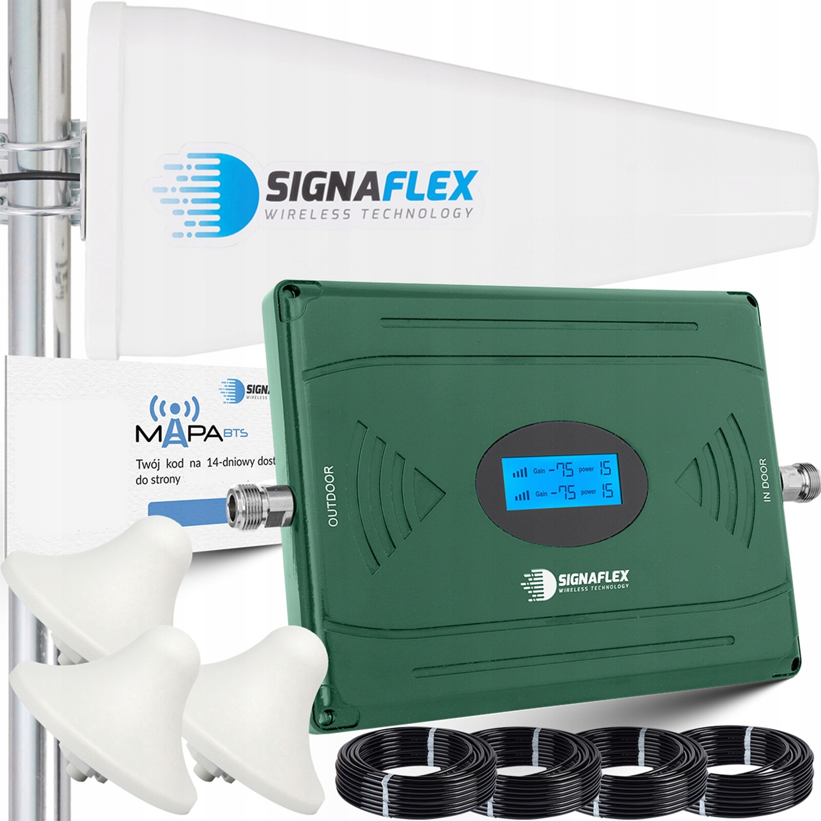 Set Zesilovač Signálu Telefonu Gsm Internetu Hspa 4G Lte Antény 10 m