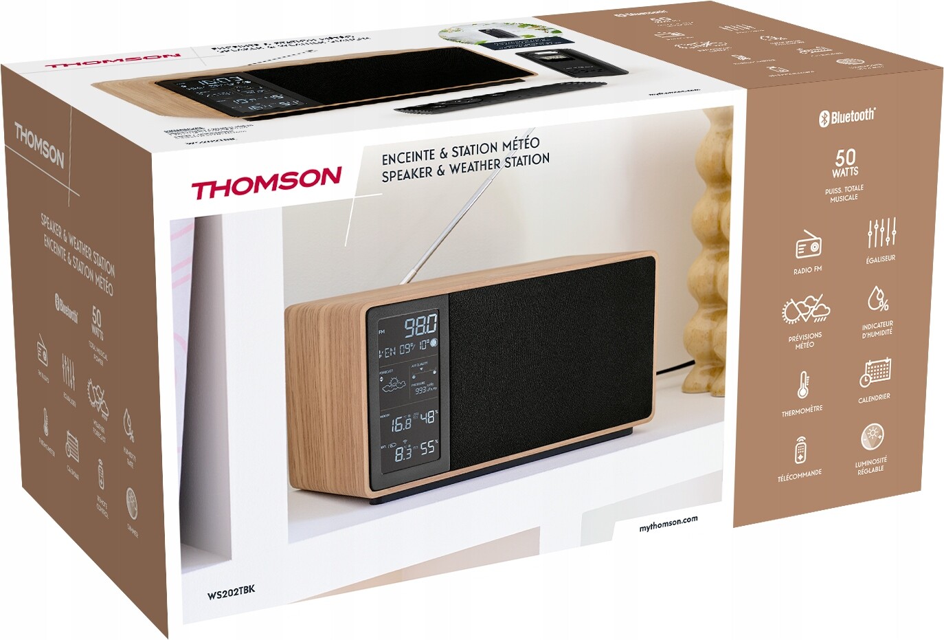 Thomson Cosy Bluetooth reproduktor s rádiem a meteorologickou stanicí, černý WS202TBK