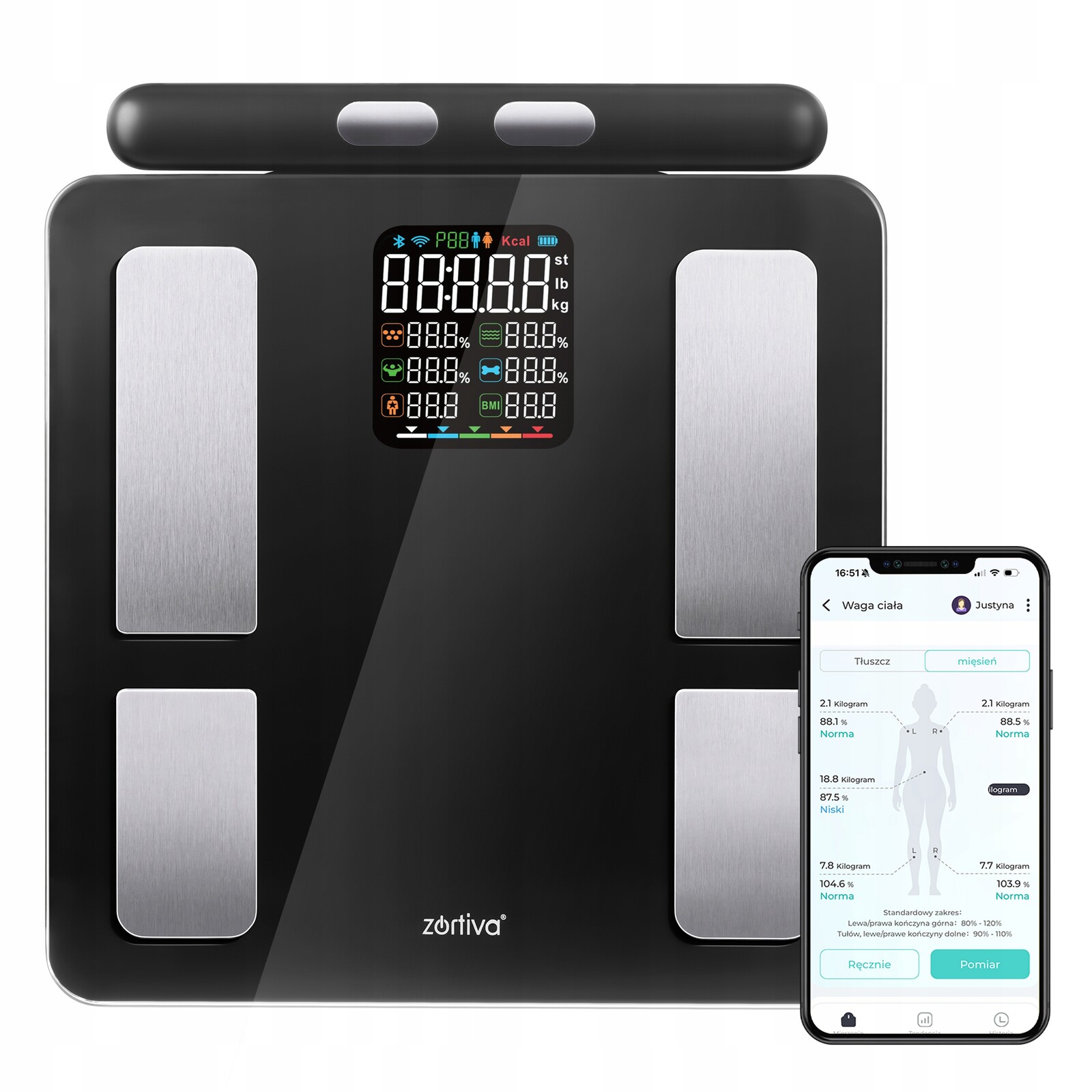 Analytická Koupelnová Váha s úchytem, přesná, 180 kg, aplikace v polštině