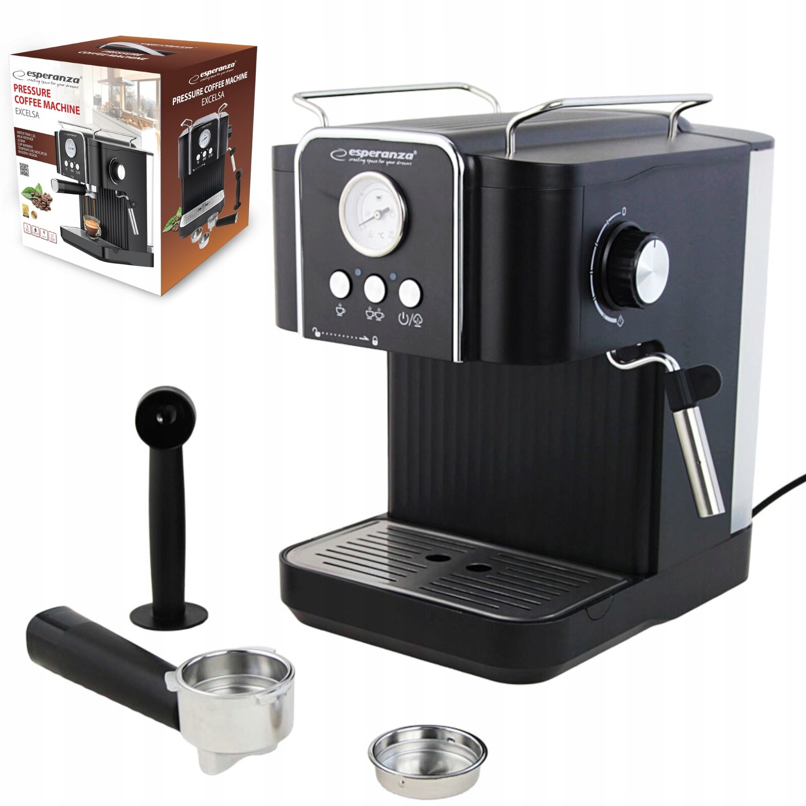 Pákový tlakový kávovar s napěňovačem Excelsa 1.8L 850W