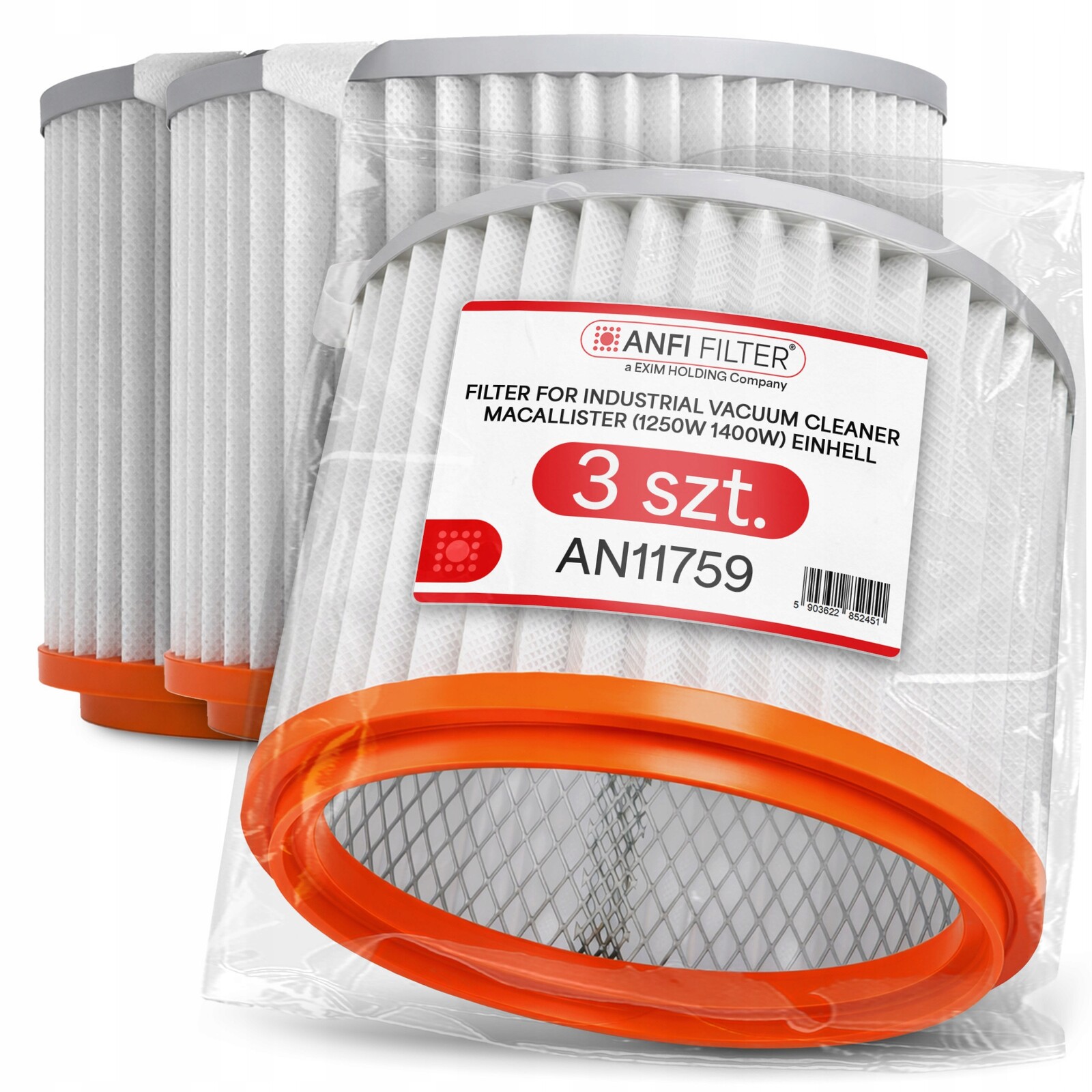 3x Filtr pro vysavače MacAllister 1250W 1400W Einhell Bt-vc Graphite Sparky VC Em-p
