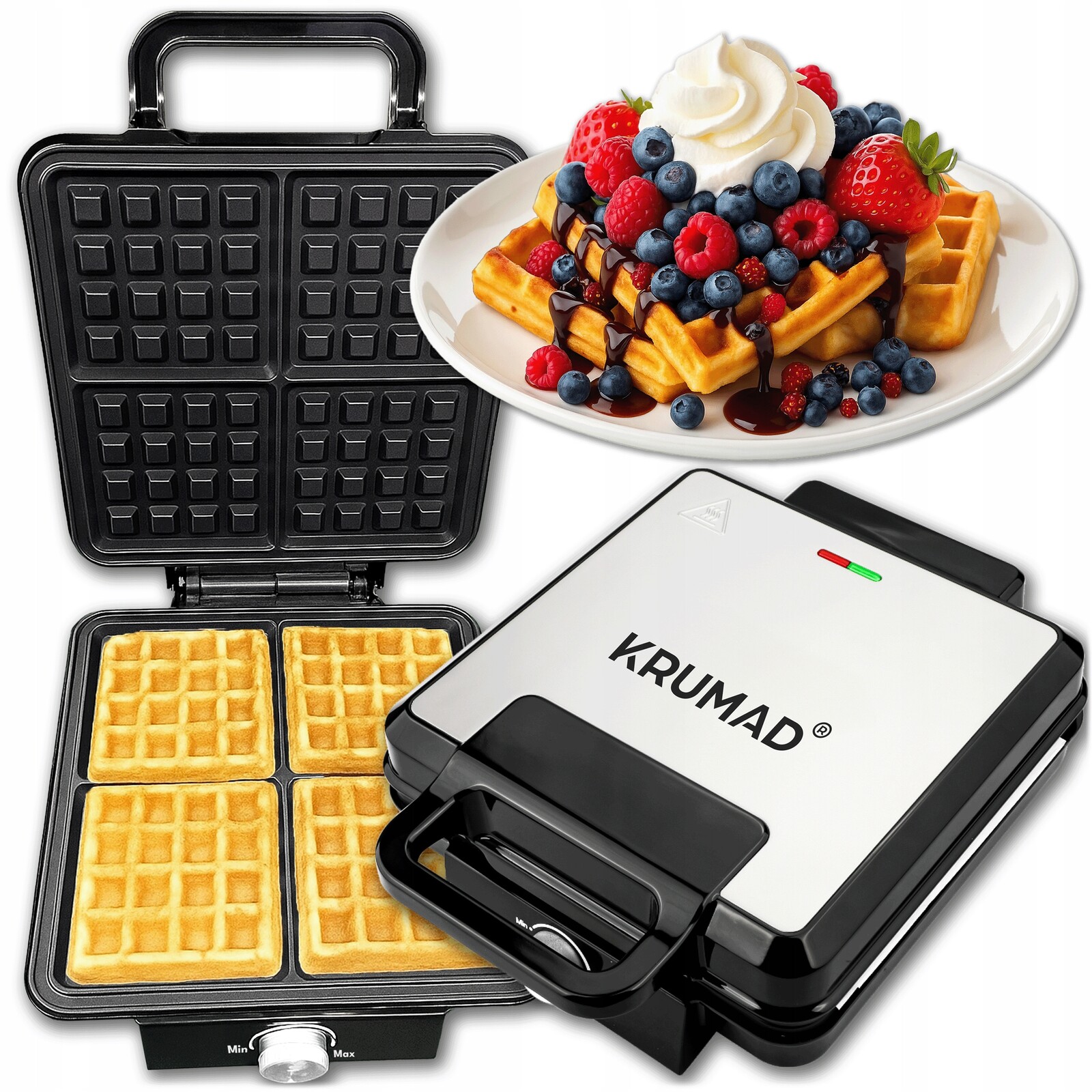 Vaflovač 2000 W Na 4 Vafle Regulace Teploty Nevytékající Silný XXL