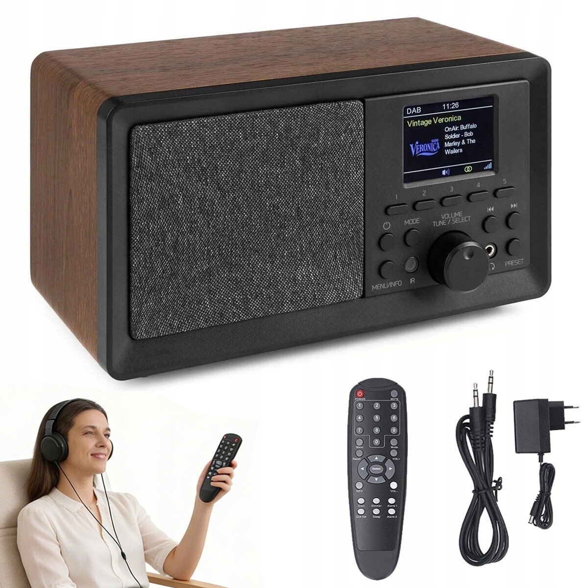 Retro Dřevěné Bezdrátové Rádio S Funkcí Budíku – Skvělý Dárek