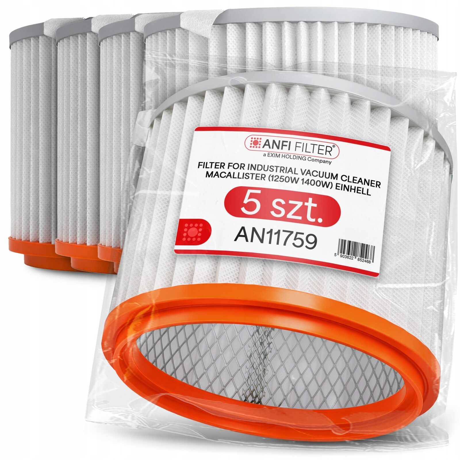5x Vzduchový Filtr pro vysavač MacAllister 1250W 1400W Einhell Bt-vc Em-p
