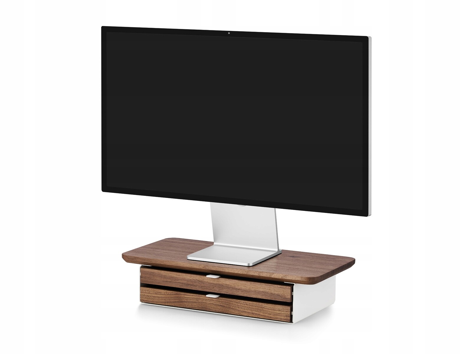 Police na psací stůl s zásuvkou Desk Shelf Mini Ořech Dvojitá Bílá