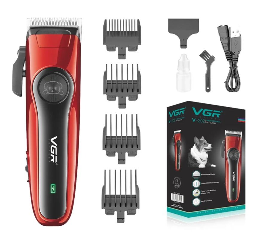 Stříhací strojek pro zvířata, psy, kočky Red Vgr 202 Bezpečný Pro Mazlíčka