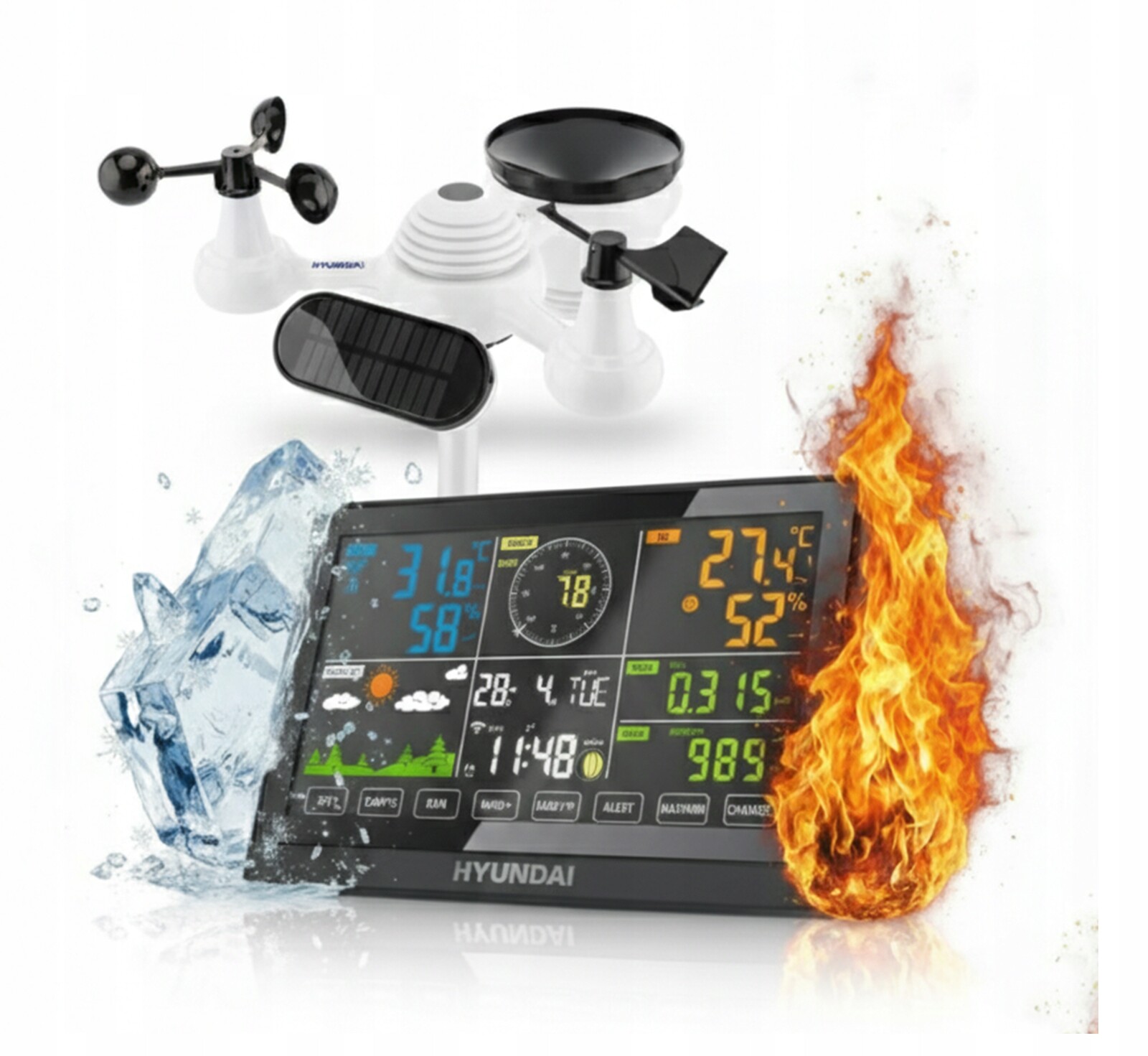 Profesionální Meteorologická Stanice Meteo Měření Větru WiFi Solar Hyundai