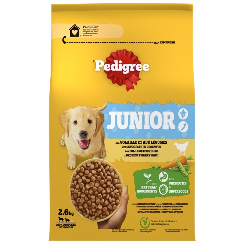 Pedigree Junior suché krmivo s drůbeží a zeleninou 2,6 kg