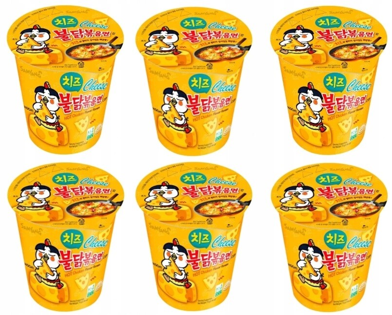 6 x 70 g Samyang Buldak Ramen Hot Chicken Cheese Cup Karton