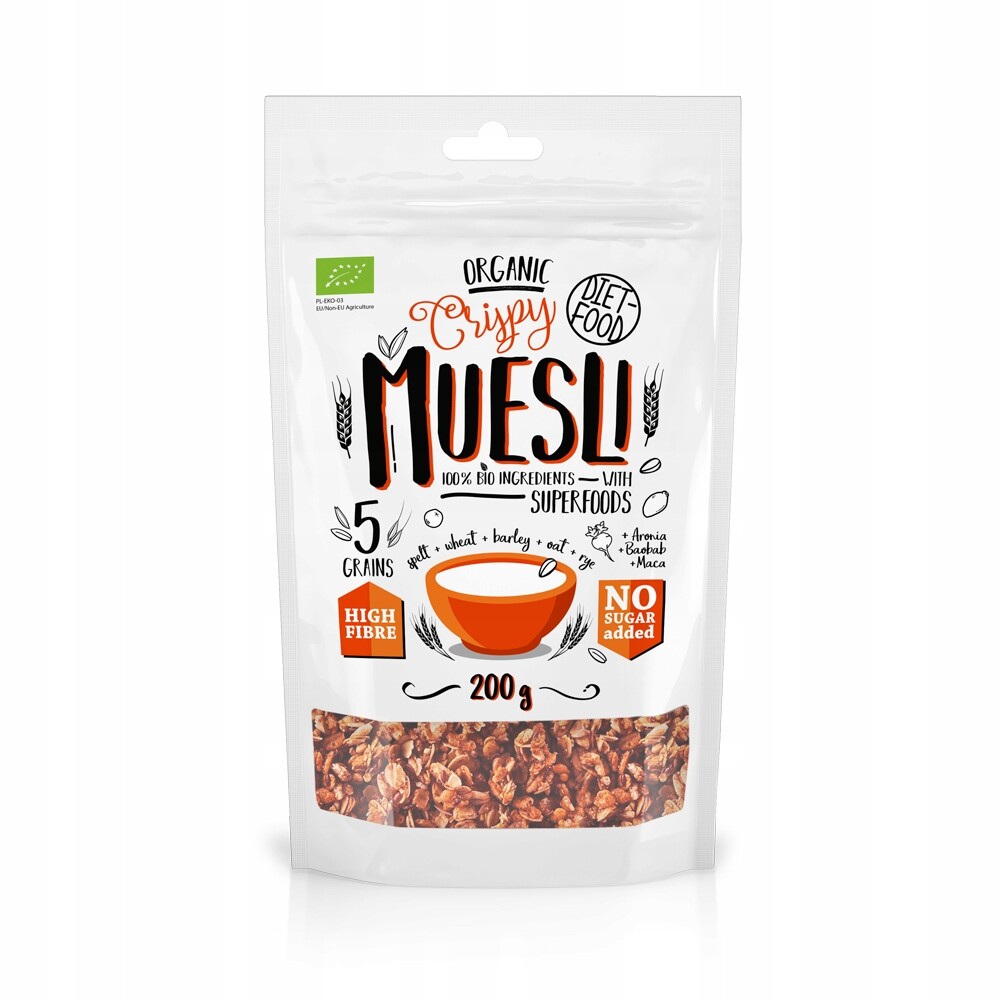 4X Diet Food Křupavé müsli s superpotravinami Bio 200 g