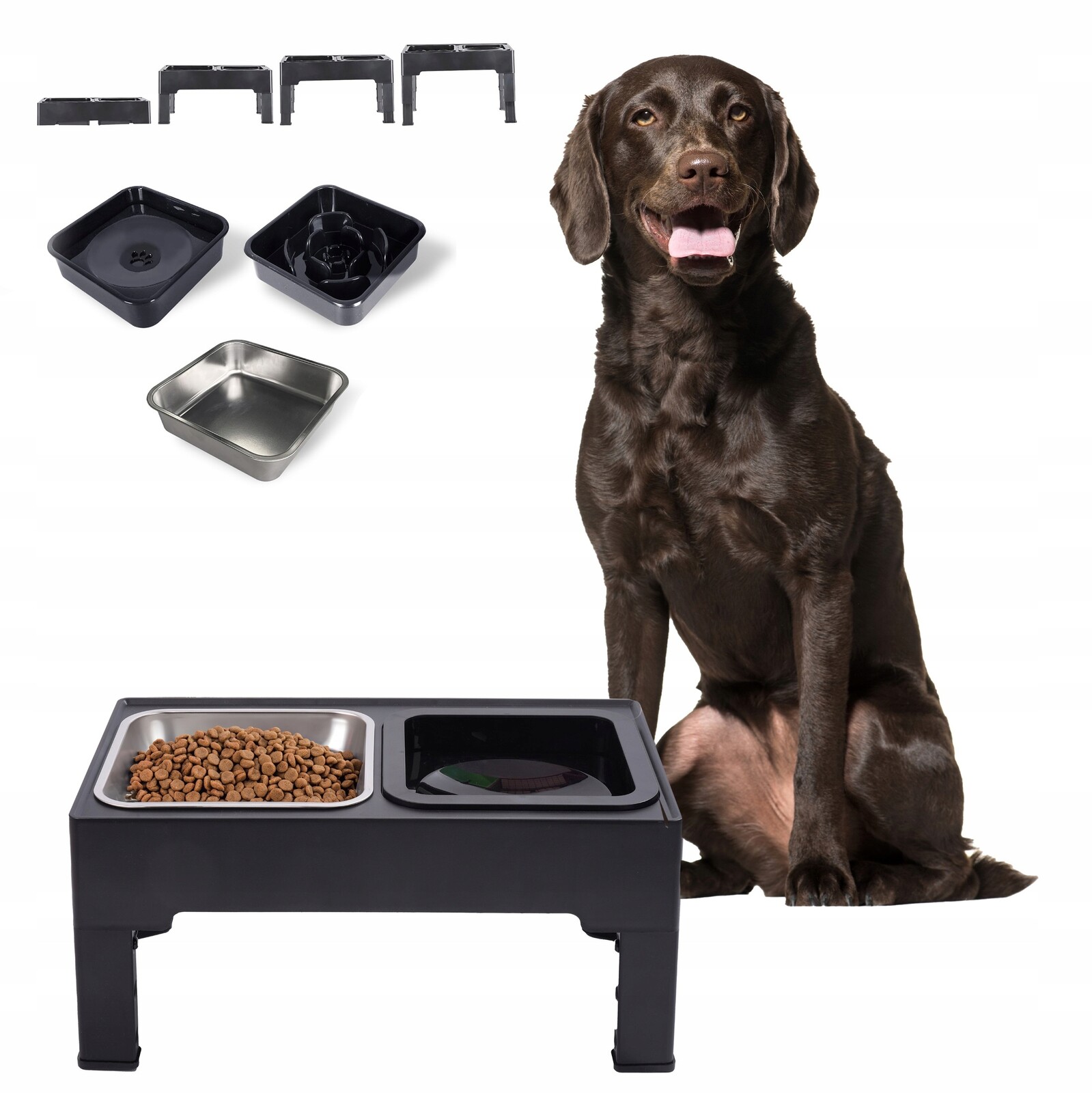 Sada Misek S Nastavitelnou Výškou Pro Zvířata Nerozlévající Se Kočka Pes