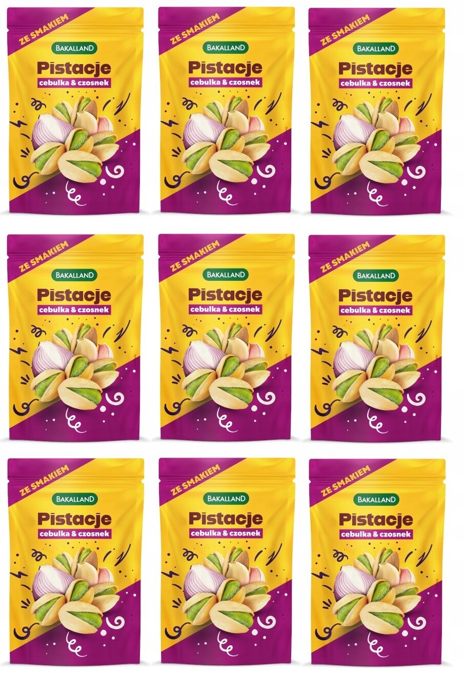 9 x 170 g Bakalland Pistácie s příchutí Cibulka a Česnek Karton