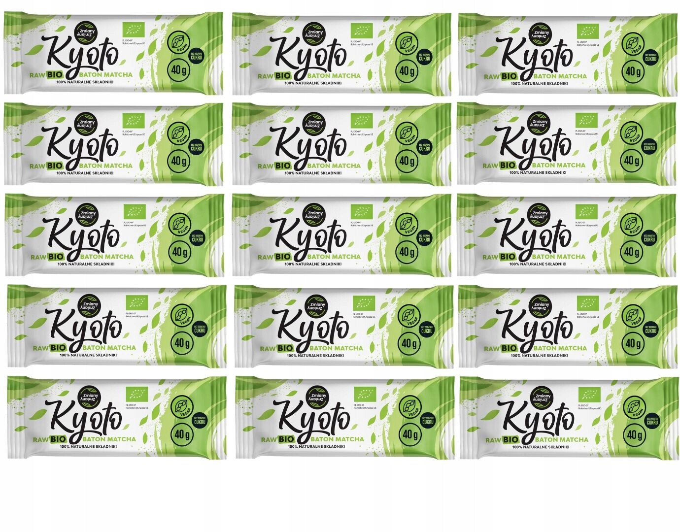 Matcha tyčinka s energií sada 20 x 40 g bio zdravá bez cukru Kyoto vege raw
