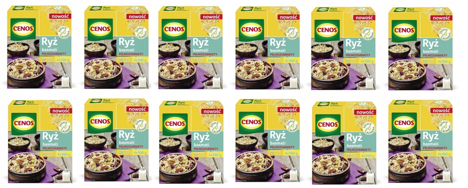 12 x 400 g Cenos rýže basmati celozrnná v sáčcích Karton