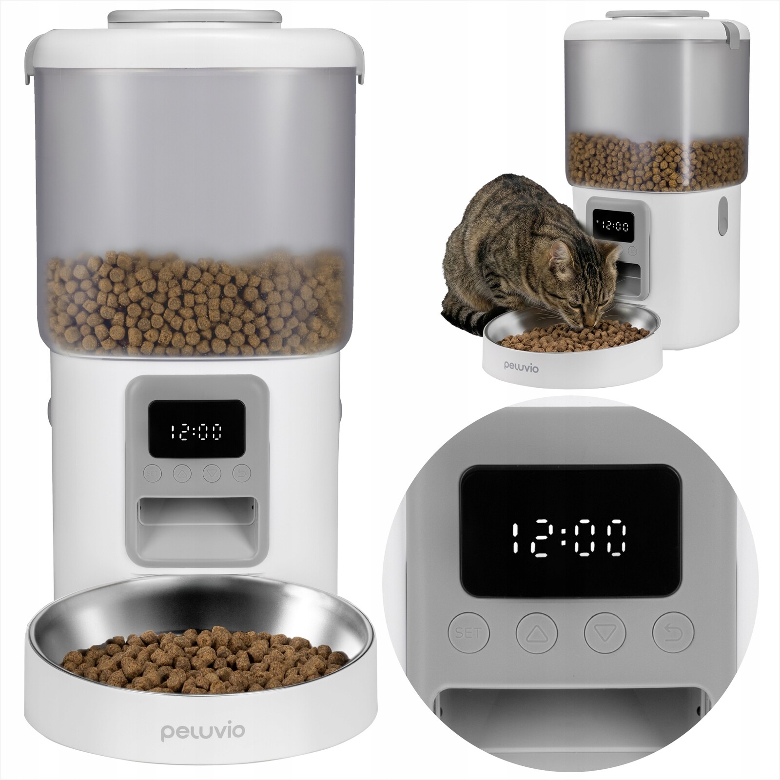 Automatický podavač dávkovač krmiva pro kočky psa 4,5Lmiska Peluvio Crispy