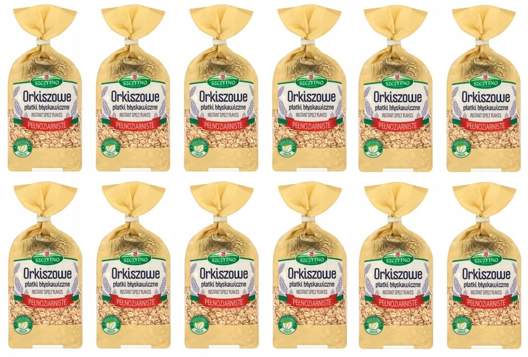12 x 400 g Szczytno Instantní špaldové vločky Karton