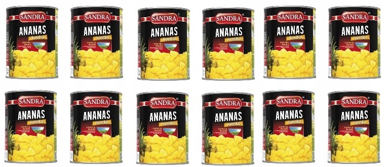 12 x 565 g Sandra ananasová kostka Půlka Kartonu