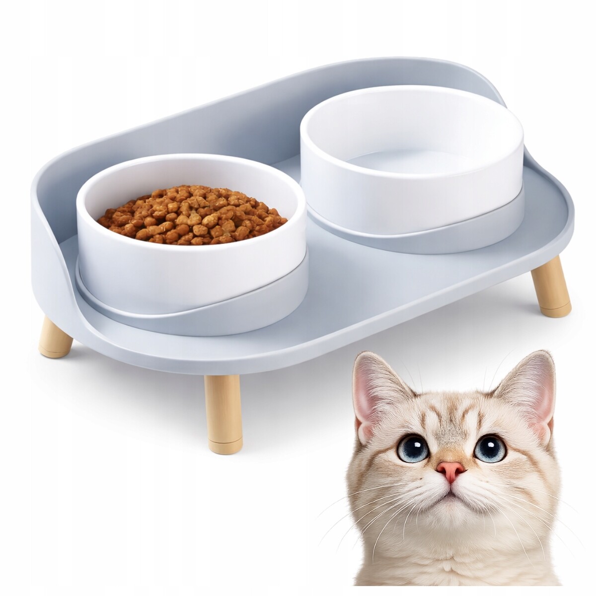 Dvojitá Miska, Vyvýšený Stolek Na Stojanu, Stabilní Nastavení