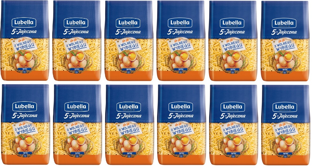 12 x 400 g Lubella Vajíčková 5 vajec Těstoviny nudličky Karton