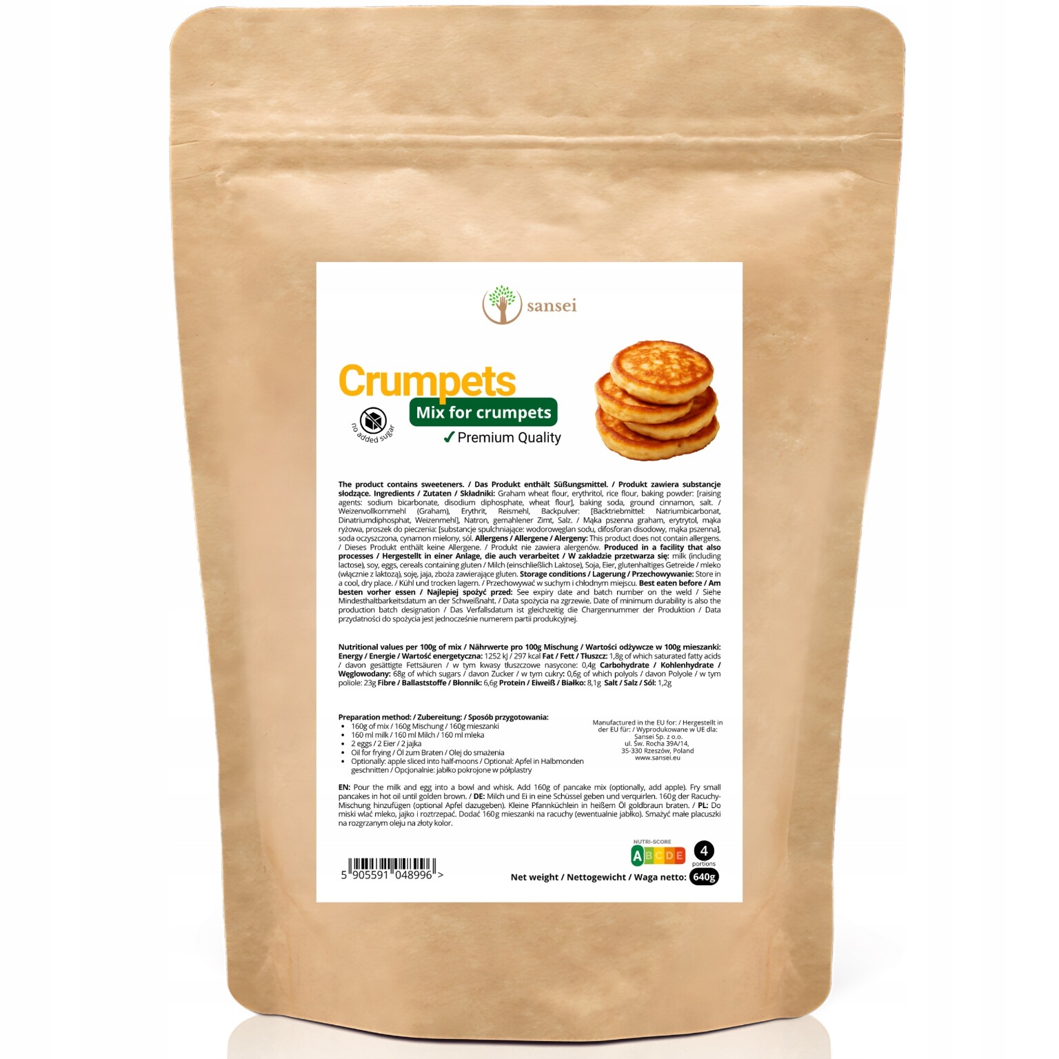 4X Racuchy Crumpets směs na pečení 640 g Zdravé složky Sansei