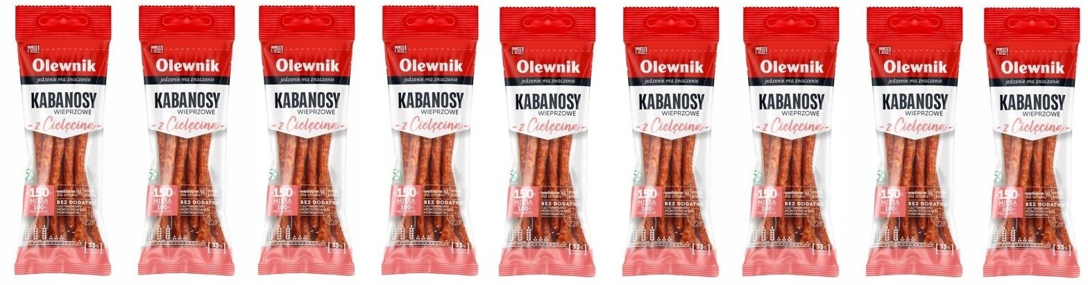 9 x 105 g Olewnik Vepřové kabanosy s telecím masem a půlkartovým olejem