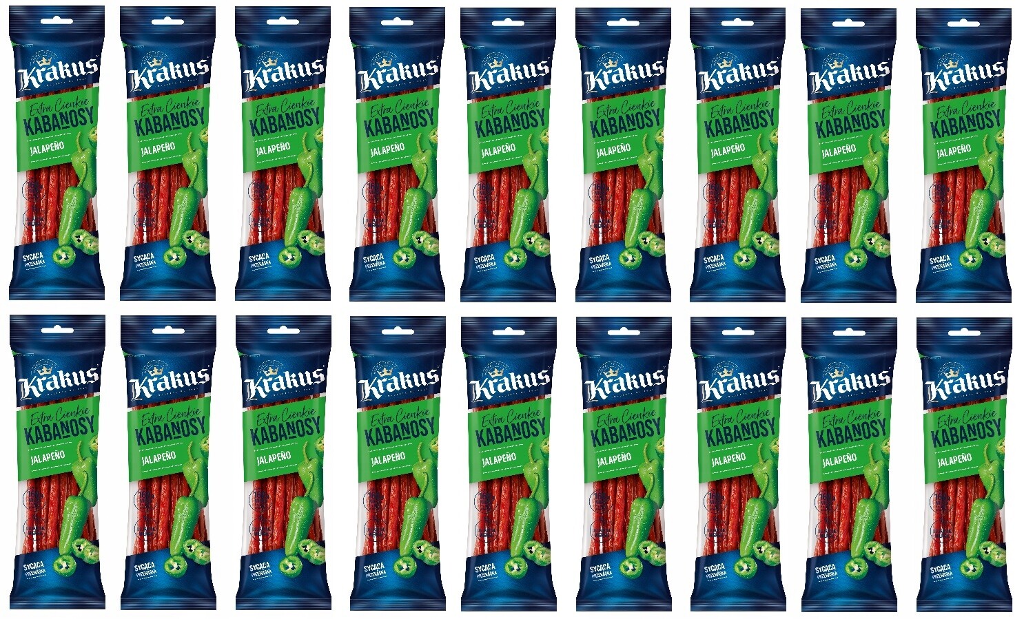 18 x 95 g Krakus Kabanosy Jalapeno drůbeží a vepřové Karton