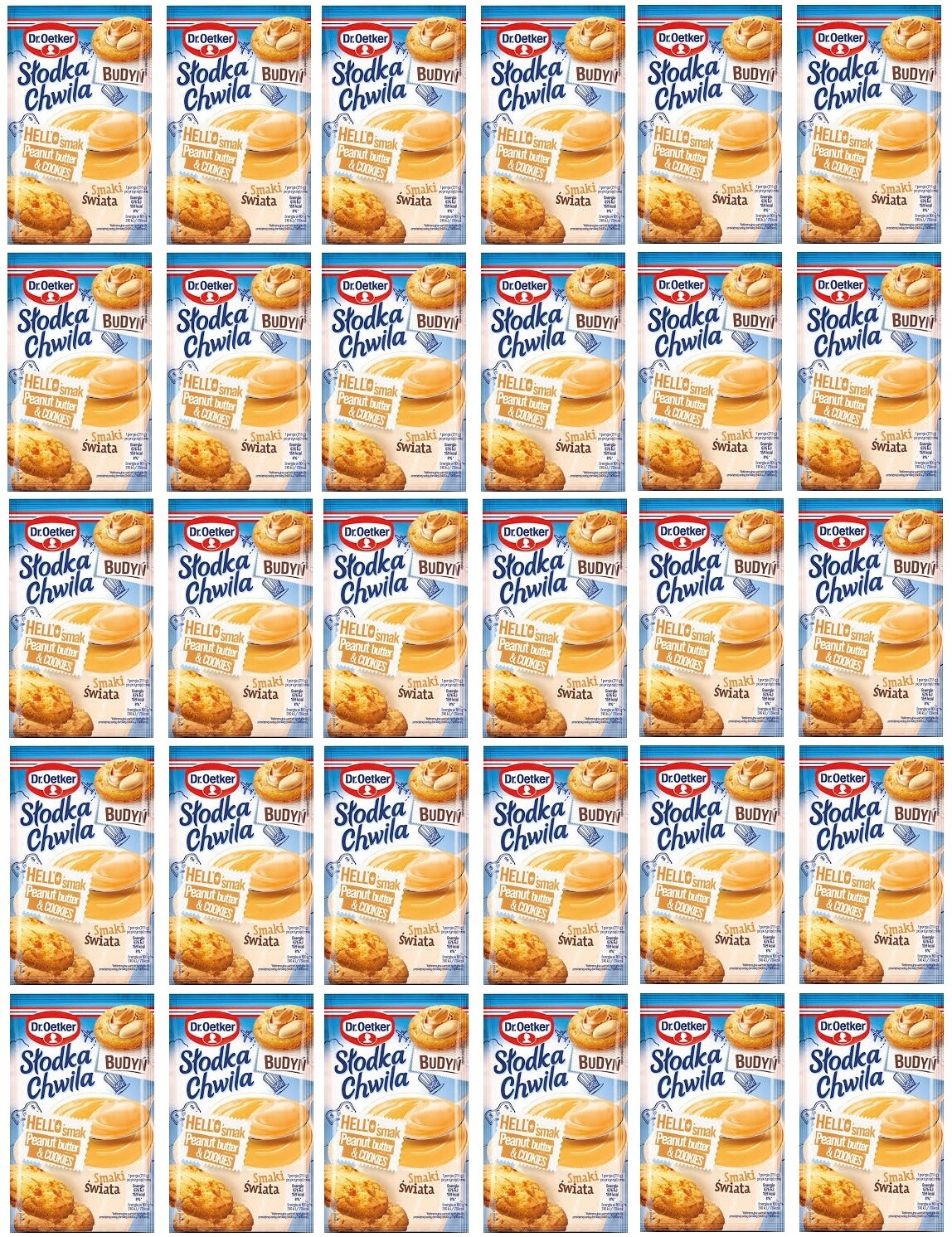30 x 43 g Dr. Oetker Sladká chvilka Puding příchuť peanut butter & cookies Karton