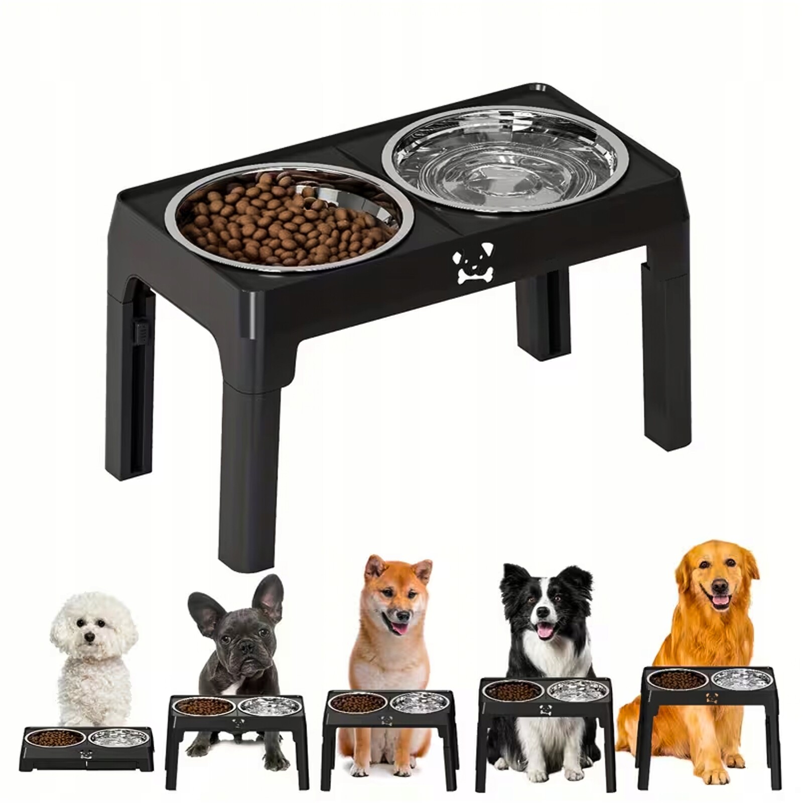 Miska Pro Psa Na Stojanu Miska Dvojitá Nastavitelná Pro Velkého Psa 34,5 cm 2X1L