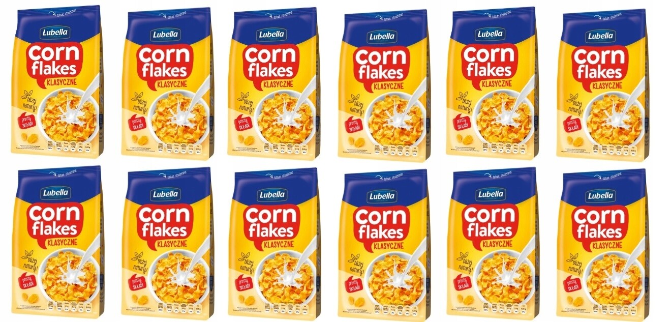 12 x 250 g Lubella Corn Flakes klasické kukuřičné vločky Karton