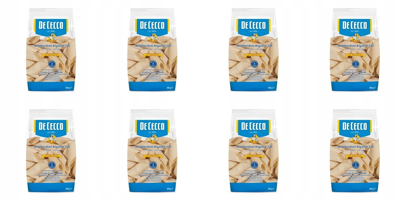 8 x 500 g De Cecco Těstoviny Bombardoni Rigati Karton