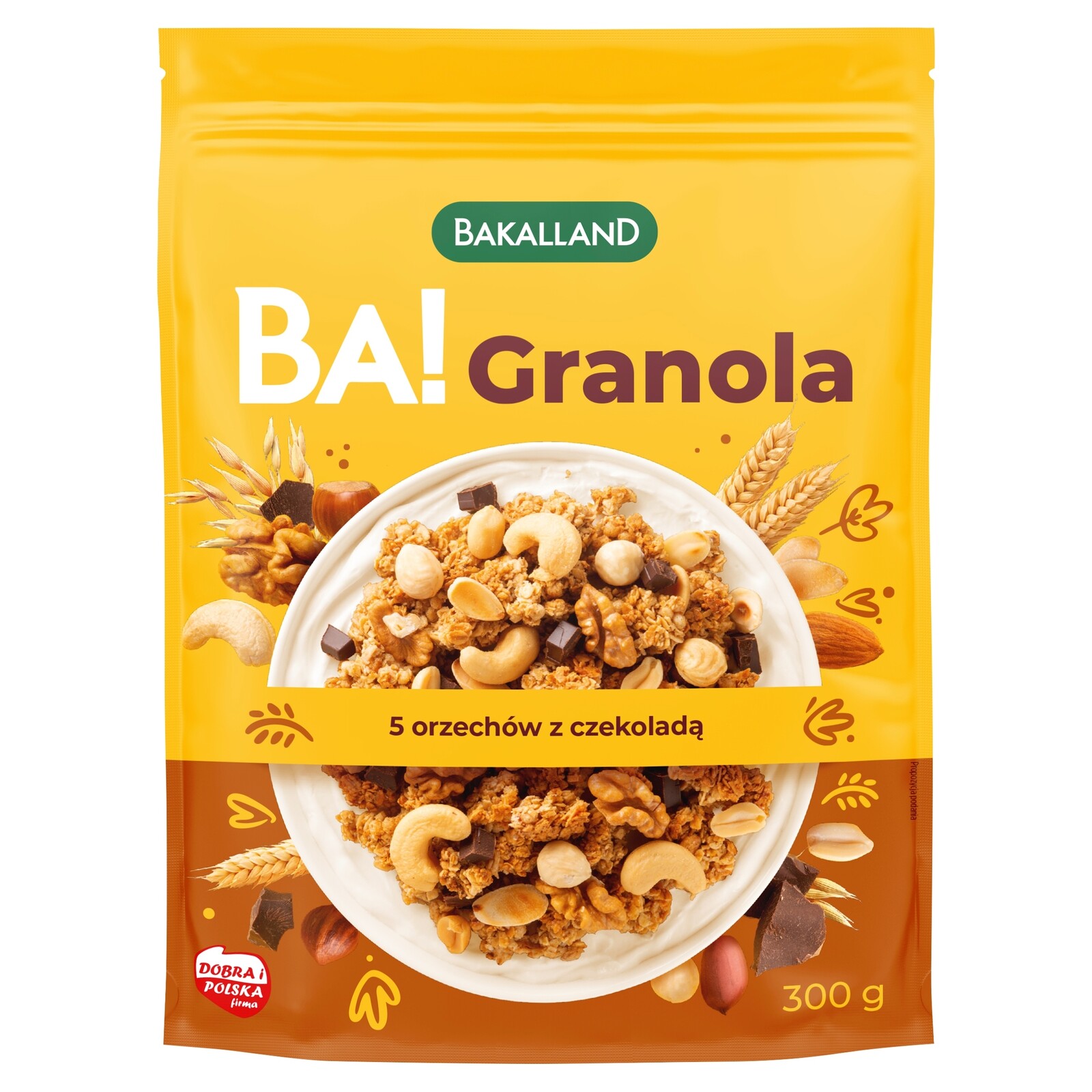 4x Bakalland Ba! Granola 5 ořechů s čokoládou, 300 g