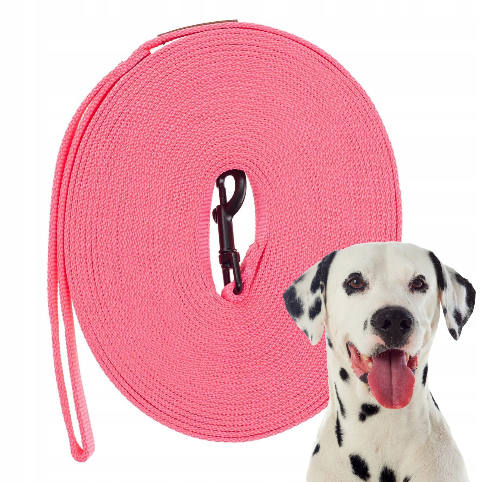 Lehký Otok vycházková šňůra pro velkého psa délka 15 metrů Ukory Růžová