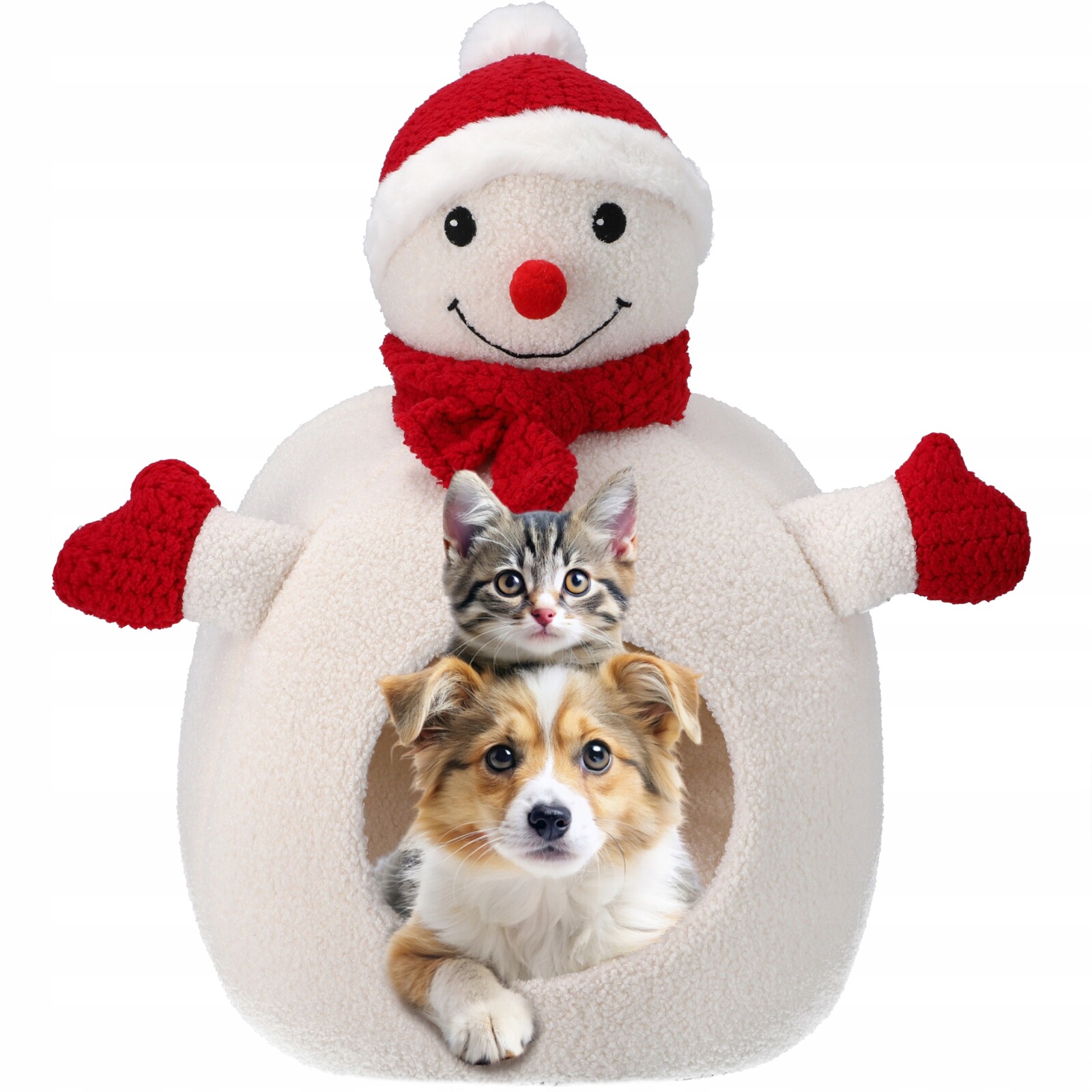 Pelíšek Pro Zvířátka Domeček Kočka Pes Vánoční Sněhulák Měkký Dům