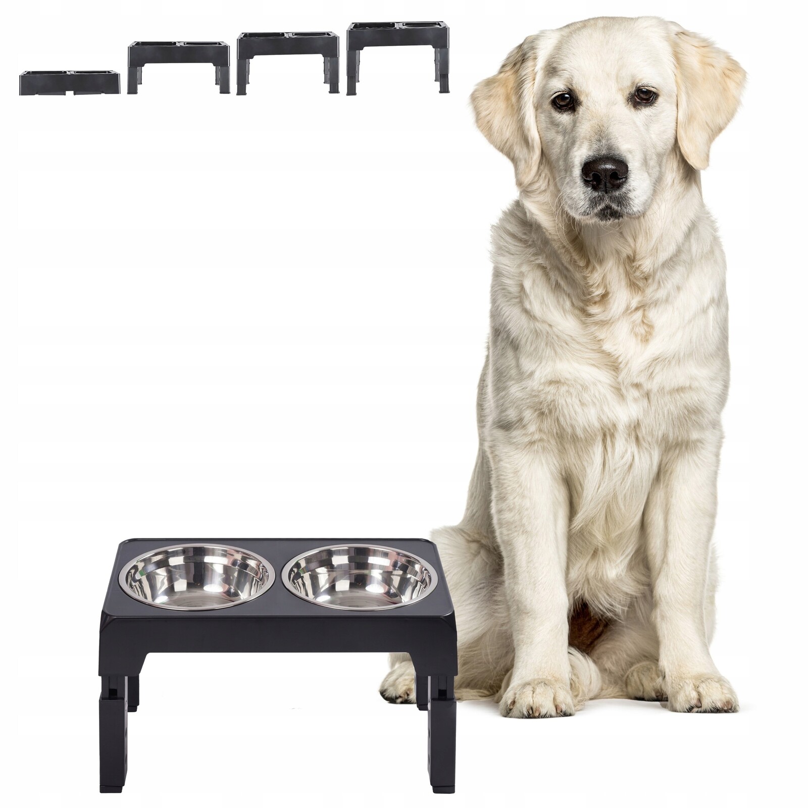 Sada Misek Pro Mazlíčky S Nastavitelnou Výškou Nerezová Ocel Voda Krmivo