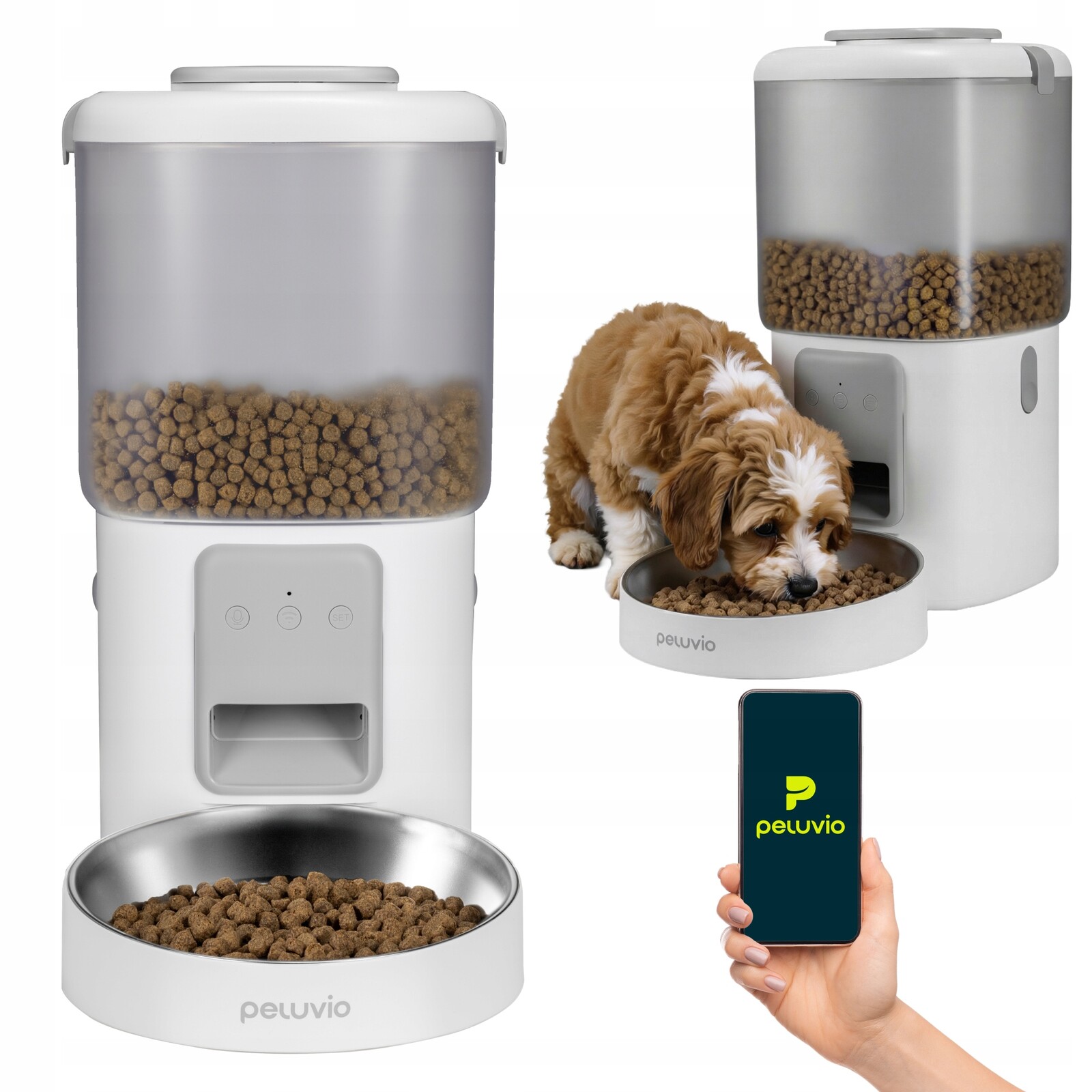 Automatický podavač dávkovač krmiva pro psy 4,5L Wi-fi Peluvio Crispy