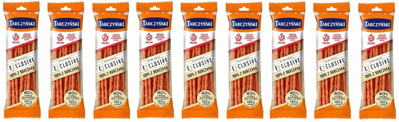 9x 90g Tarczyński Kabanos Exclusive 100% kuřecího masa z polotovaru